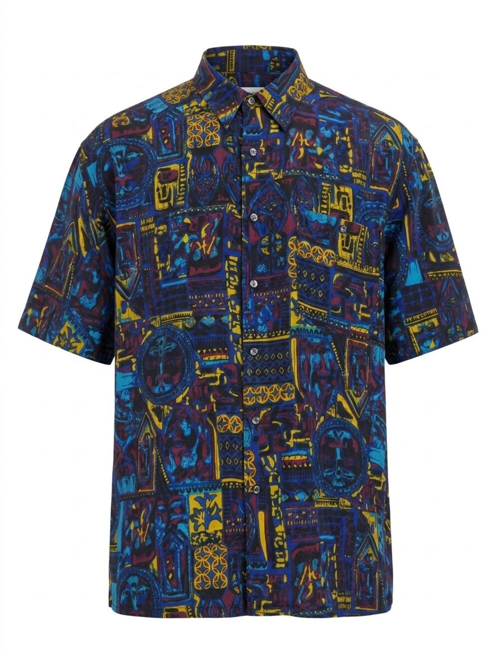 Vintage J.T. Beckett 100% Silk Geometric Button-Up Shirt Men Size L